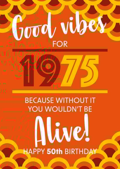 1975 50th birthday card created by Rulu