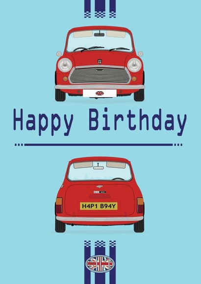 British Mini Retro Birthday Card 1002 created by retro.cards