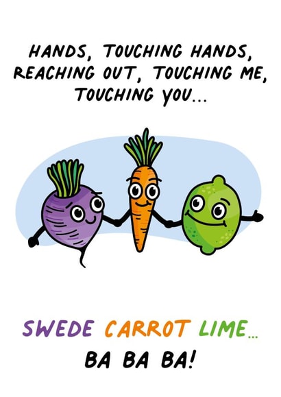 Swede Carrot Lime 'sweet caroline' Neil Diamond birthday card created by Huxters