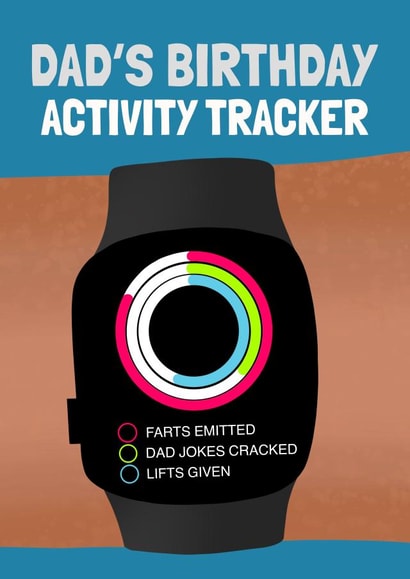 Funny Dad’s Birthday Activity Tracker smart watch inspired card created by Running with Scissors