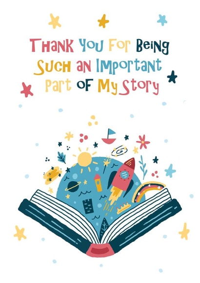 Thank you for being such an important part of my story teacher card created by Created by joy