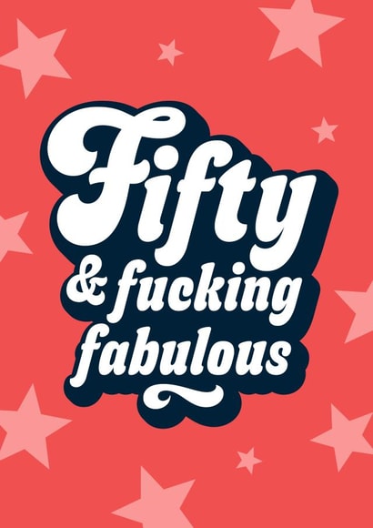 Fifty years funny typography retro birthday acrd created by Blush & Blossom 