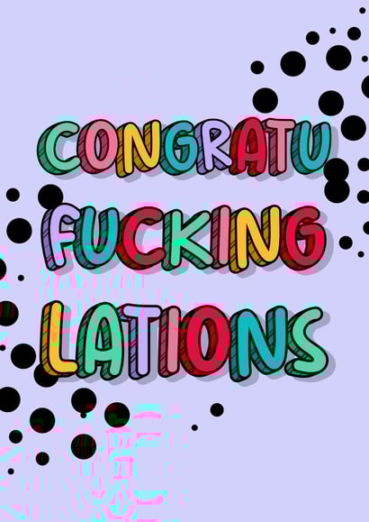 Congratulations rainbow typography well done card created by The Girl Next Draw Cards