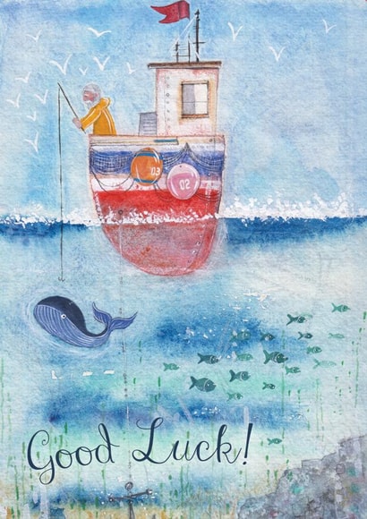 Good Luck Fisherman in a Fishing Boat created by Kate Brazier