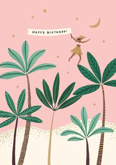 Arty Birthday/Love & Friendship Card - Tropical Girl - Trees created by Helen Mackay