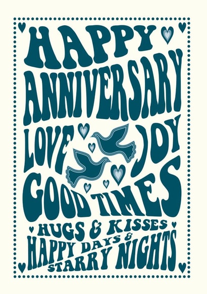 Retro Typography Anniversary Card - Happy Days & Starry Nights created by Cloud Cuckoo Design