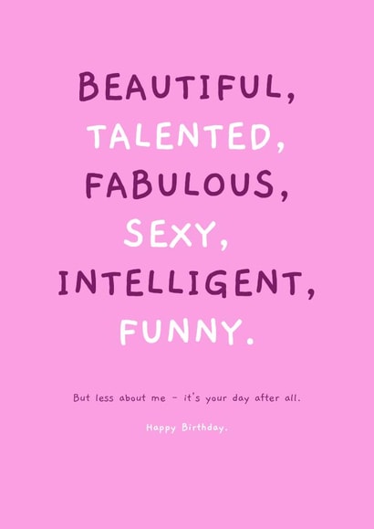 Female Qualities Birthday Card created by Jasmine & Rob