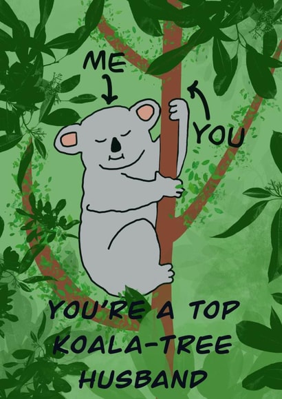 Koala-tree pun card - Husband Anniversary created by Ellie Aardvark