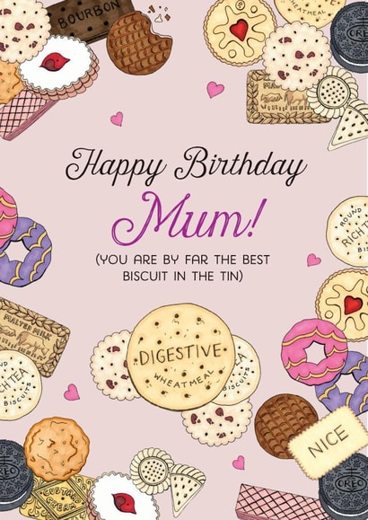 Happy Birthday Mum Biscuit Card 1001 created by Life's Little Doodles