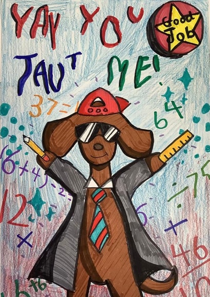 Thank you Teacher humorous top dog card -  with a funny spelling mistake! created by SJB Ladies Leadership Team