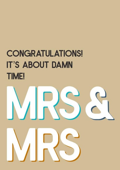 Mrs & Mrs congratulations created by Sean David Cards