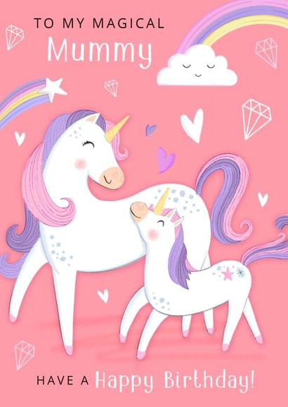 Birthday - For Mum - For Mummy - cute - unicorn - from kids created by Dalia Clark Design