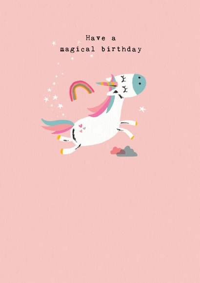 Magical birthday unicorn card created by iDrew Illustration