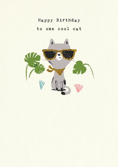Cool cat birthday card created by iDrew Illustration