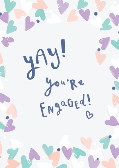 Sweet Confetti Hearts Engagement Card - Yay! You're Engaged! created by Laura Pantony