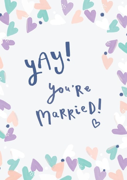 Sweet Confetti Heart Wedding Congratulations Card - Yay! You're Married! created by Laura Pantony
