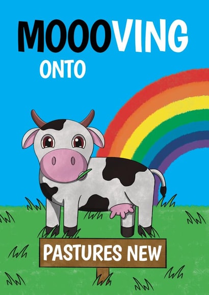 New Job Congratulations Card - Moving Onto Pastures New Cow Pun created by @Cupsie's Creations