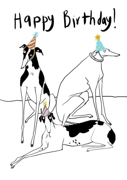 Greyt greyhound birthday card created by Harriet Lowther