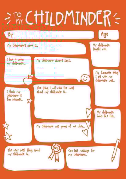 Thank You Childminder Fill In Card created by Bow & Bell