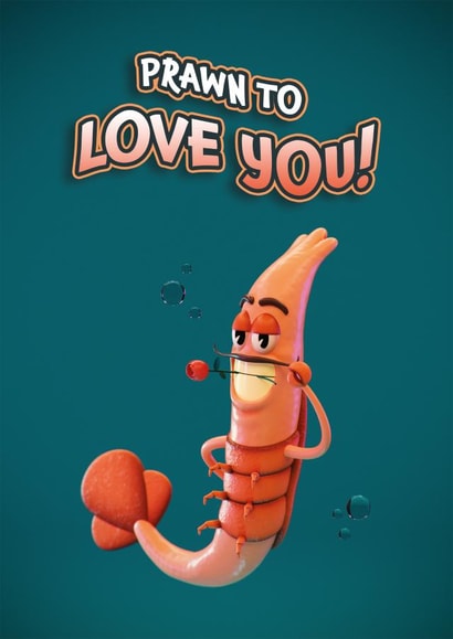 Prawn to love you greetings card created by FUNTZ