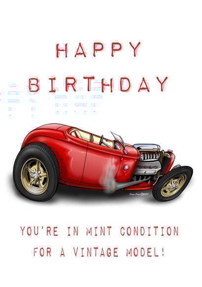 Hot Rod vintage birthday card created by Sturgess Designs