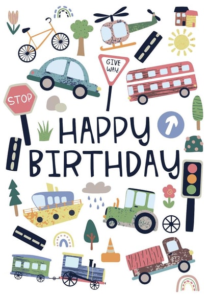 Transport vehicle birthday card created by Dolly and Fred