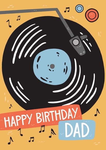 Vinyl Record Player Birthday Card - Happy Birthday Dad created by Laurent Collective