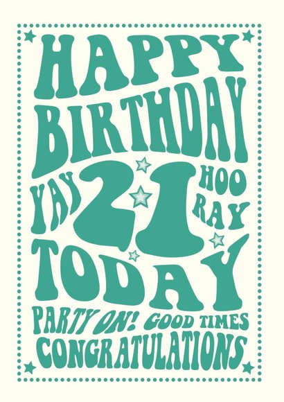 Vintage Style 21st Birthday card created by Cloud Cuckoo Design
