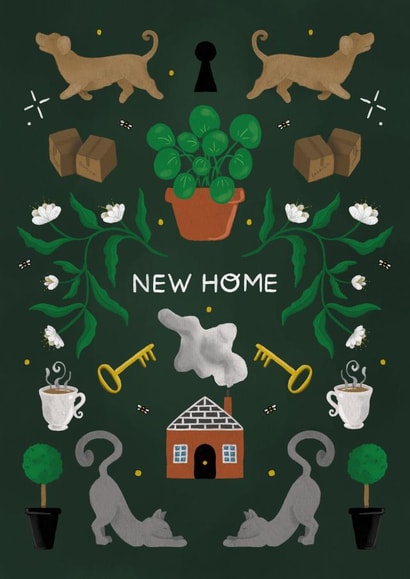 Traditional House Warming New Home Card - Garden Plants - New Home created by Art by Reebee