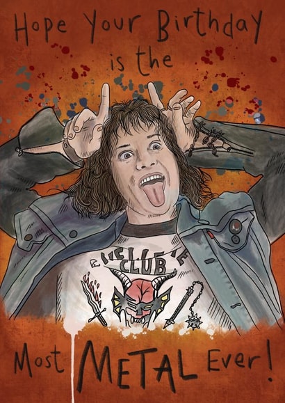 Eddie Munson Metal Birthday Card created by Big Charlotte Draws