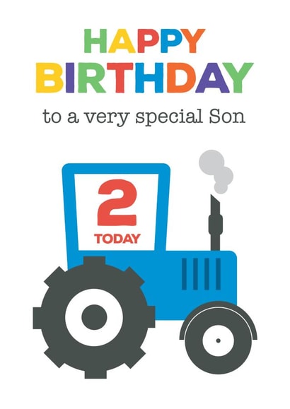 Cute Blue Tractor Birthday card for Son for 2nd Birthday  created by Hello Fridays Studio