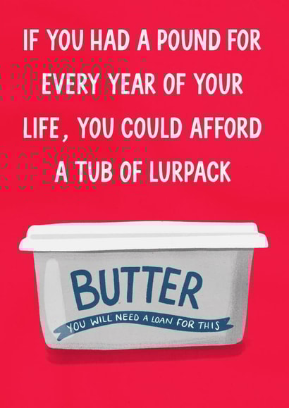 Funny Lurpack inflation themed birthday card created by Silky Rose Design