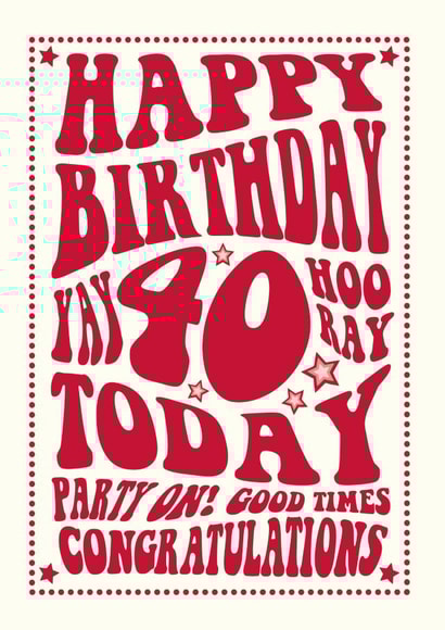 Retro Style 40th Birthday Card created by Cloud Cuckoo Design