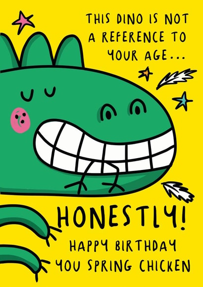 FUNNY DINO AGE CARD created by NICHOLA COWDERY ILLUSTRATIONS 