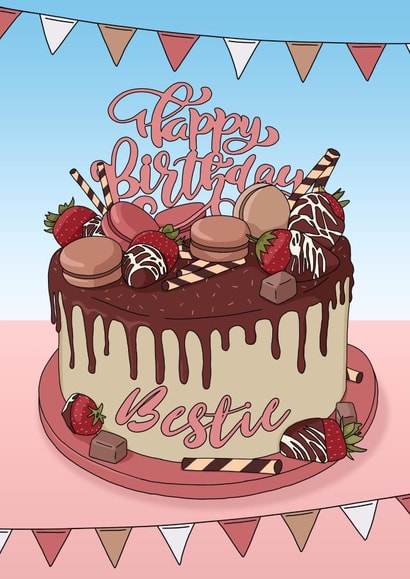 Bestie Chocolate Cake Birthday card created by Evie Garnett Designs