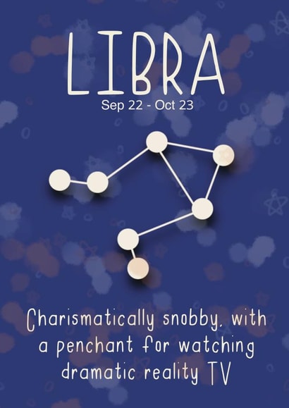 Libra funny starsign Birthday Card created by TrueTown
