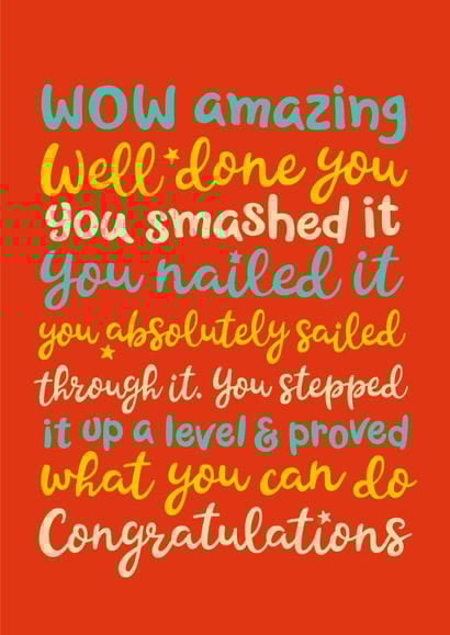 Graduation And Exam Success Congratulation Card – Well Done You created by The Typecast Gallery