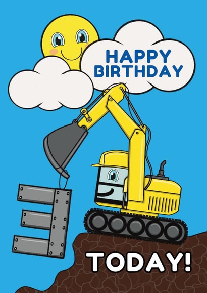 Happy 3rd Birthday - Cute Digger Themed Card created by @Cupsie's Creations