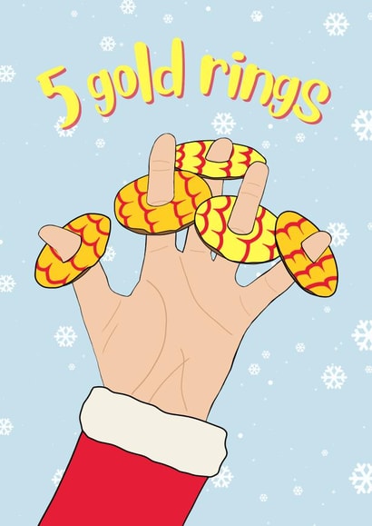 Funny 12 days of Christmas card, 5 party rings created by suzcreate