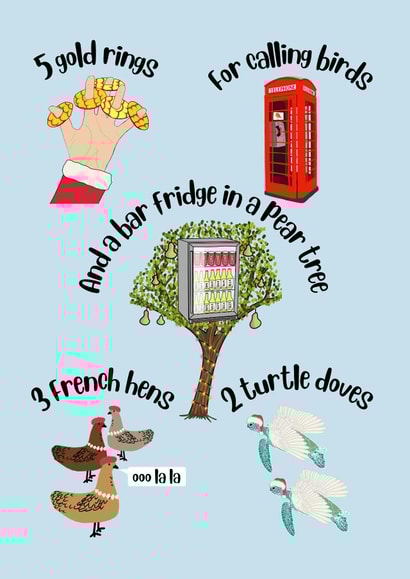 Funny pun 12 days of Christmas card created by suzcreate