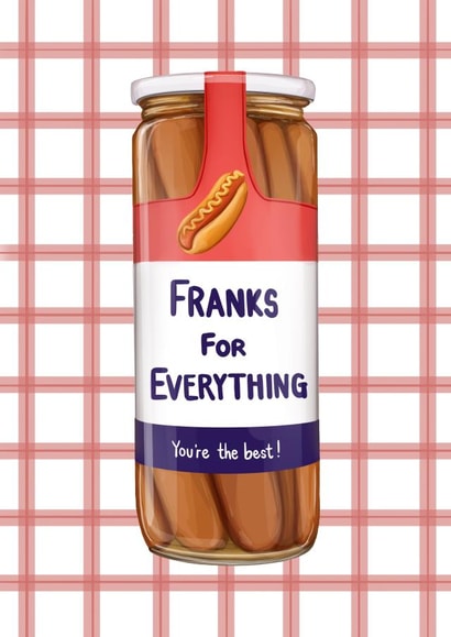 Thanks for everything - a hot dog themed thank you card! created by Katie Tinkler illustration