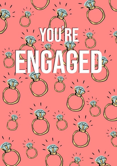 Stylish Engagement Card - Rings Pattern - You’re Engaged created by Josh Daniel