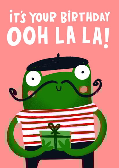 Funny ‘Ooh La La’ French Frog Birthday Card created by Lucy Maggie Designs