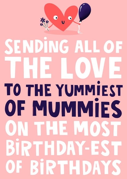 Cute Funny Typographic Birthday Card For Her - Yummy Mummy created by Lucy Maggie Designs