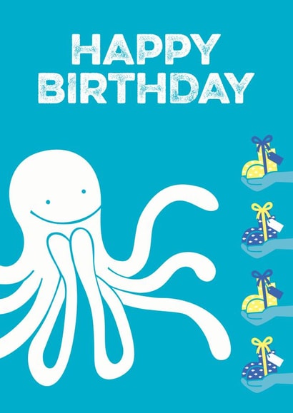 Funny Octopus Birthday Card 1001 created by Hello Squid