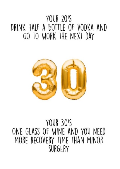 Funny 30th birthday card for friends sister brother.  created by Akeechi Design