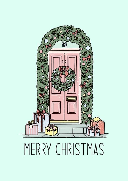 Merry Christmas, festive card, for a friend, Christmas wreath, happy holidays created by By Emma Dearling