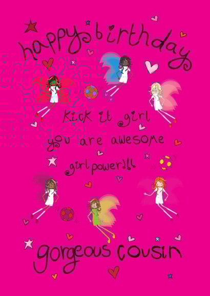 Happy Birthday Cousin Girl Power Football Fairies created by The Girl Power Fairies