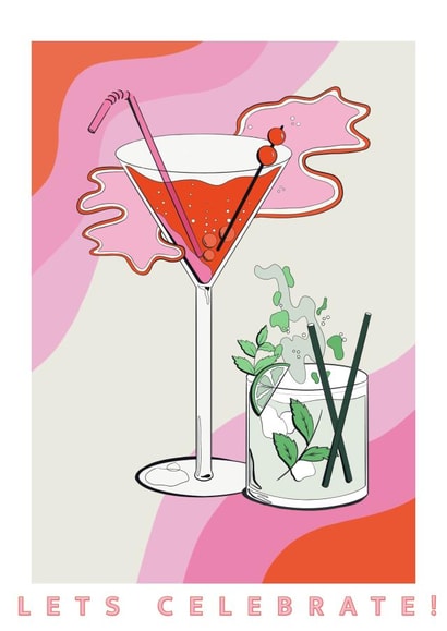 Cocktail celebration card created by Emma Breen