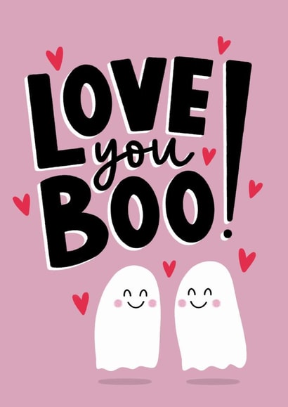 Cute Anniversary Card - Halloween Ghosts - Love You Boo created by Ria Hope Design